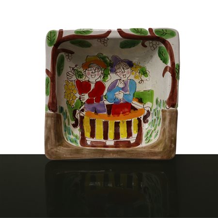 De Simone - Piatto decorato policromo con personaggi