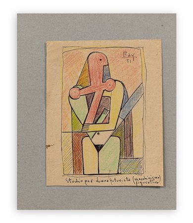 JUAN BAY (1892-1978)  - Studio per donna futurista (macchinismo figurativo), 1951