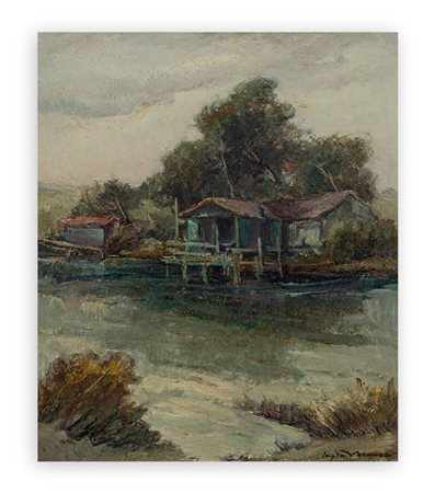 LUIGI MARIA VERONESI (1899-1987) - Capanna dei pescatori nella Pialassa, 1963