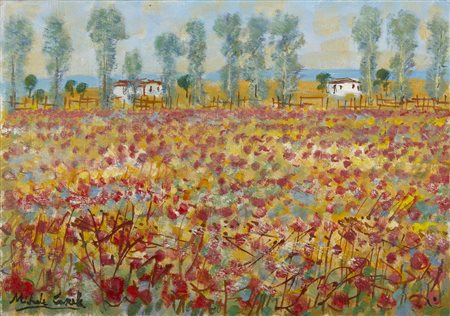 CASCELLA MICHELE (1892 - 1989) - PAESAGGIO CON PAPAVERI.