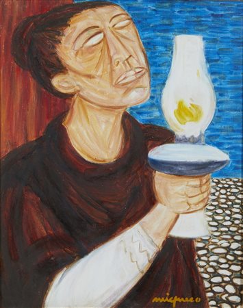 MIGNECO GIUSEPPE (1908 - 1997) - DONNA CON LUME (ANNI '60).