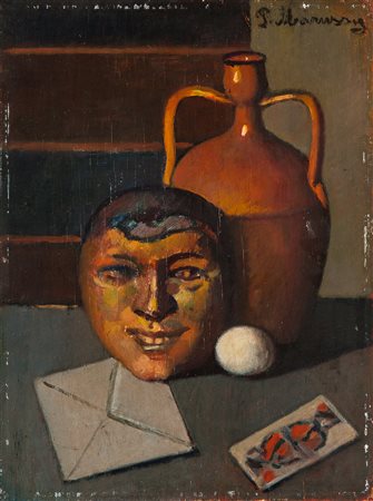 Piero Marussig Trieste 1879 – Pavia 1937 Natura morta con maschera, 1926 Olio...