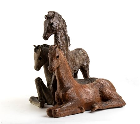 LINO BERZOINI
(Ficarolo 1893 - 1971)
<br>Tre cavalli 