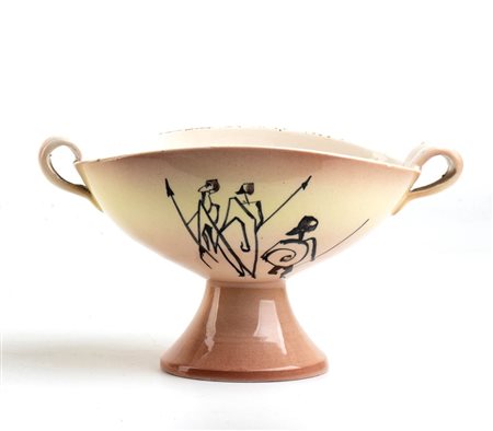 WALTER TORINO CERAMICHE<br>Coppa con guerrieri