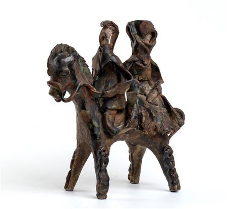 EMILIA PALOMBA
(Cagliari 1929 - 2020)
<br>Coppia a cavallo con costumi sardi