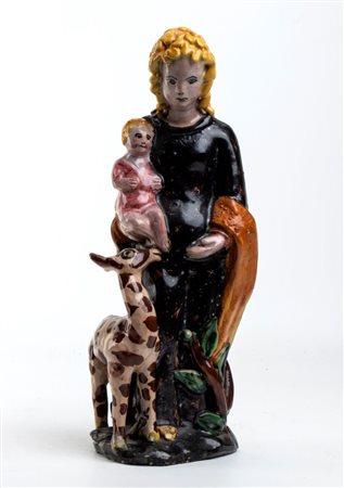 MANIFATTURA VIETRI<br>Santa Genoveffa con il figlio e la cerva che lo allatta