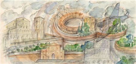 UBERTO BONETTI
(Viareggio 1909 - 1993)
<br>Volo su Lucca