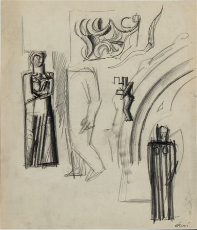 MARIO SIRONI
(Sassari 1885 - Milano 1961)
<br>Studio per composizione murale