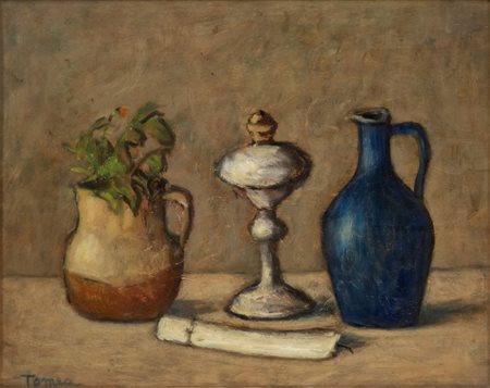 FIORENZO TOMEA
(Zoppè di Cadore 1910 - Milano 1960)
<br>Natura morta con vaso