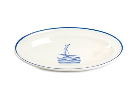 GIO PONTI
(Milano 1891 - 1979)
<br>Piatto ovale con barca a vela