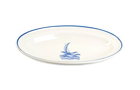 GIO PONTI
(Milano 1891 - 1979)
<br>Piatto ovale con barca a vela