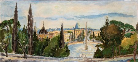 ORFEO TAMBURI
(Jesi 1910 - Parigi 1994)
<br>Veduta di Piazza del Popolo dal Pincio