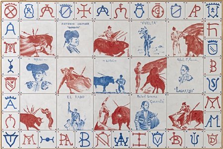 Aldo Mondino (Torino 1938 – 2005), "Azulejo" dalla serie Tauromachia, 2004.