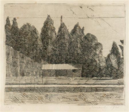 Giorgio Morandi (Bologna 1890 - 1964), "Campo da tennis ai Giardini Margherita", 1921.
