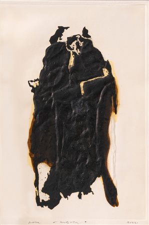 Alberto Burri (Città di Castello 1915 - Nizza 1995)  - Combustione omaggio a Ungaretti - Dialogo, 1968