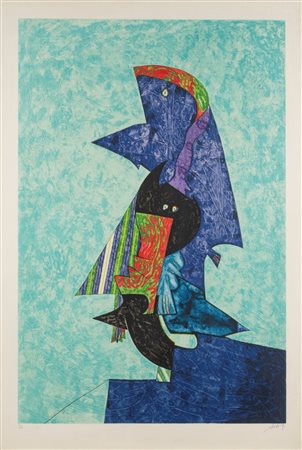 Gianni Dova (Roma 1925 - Pisa 1991)  - Pesce blu