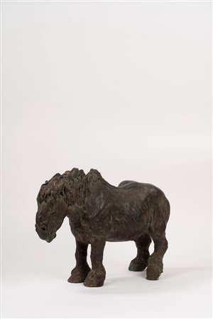 Antonio Ligabue (Zurigo 1899 - Gualtieri 1965)  - Cavallo, 1958