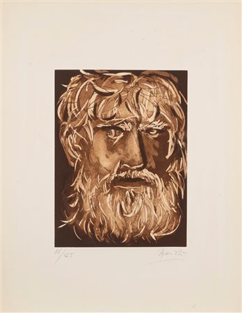 Giacomo Manzù (Bergamo 1908 - Roma 1991)  - Volto virile