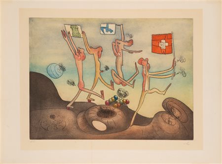 Roberto Sebastian Matta (Santiago Del Cile  1911 - Civitavecchia 2002)  - Les Helvements, 1970