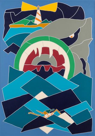 Ugo Nespolo (Mosso 1941)  - Pinocchio inseguito dal pescecane