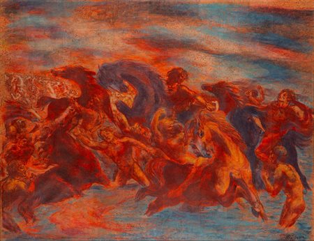 Aligi Sassu (Milano 1912 - Pollença 2000)  - Cavalli e uomini rossi