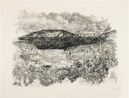 Renzo Vespignani (Roma 1924 - 2001)  - Ponte tra i rovi, 1981
