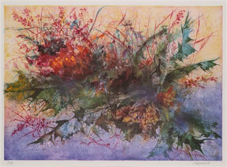 Renzo Vespignani (Roma 1924 - 2001)  - Fiori e foglie, 1996