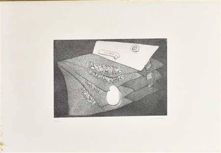 A. Pisani SENZA TITOLO, 1975 acquaforte, cm 24,5x34,5, su foglio cm 50x70;...