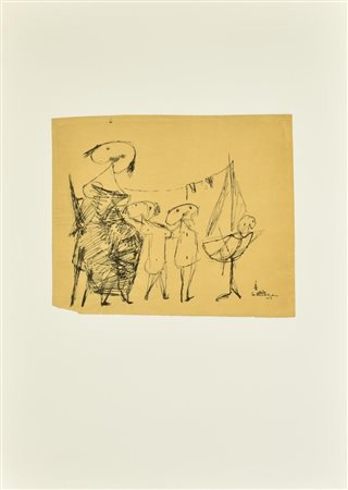 D'apres Corneille MADRE E BAMBINI litografia su carta, cm 52x37 firma e data...