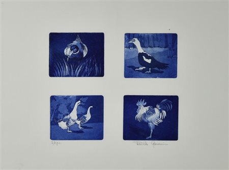 Ignoto ANIMALI DA FATTORIA incisione, cm 18x21, su foglio cm 30x40; es. I/X...