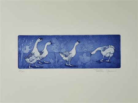 Ignoto OCHE incisione, cm 9x28, su foglio cm 30x40; es. 22/30 firma e tiratura