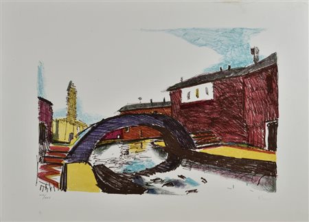 Annibale Follini SENZA TITOLO litografia, cm 50,5x69,5; es, XVII/XXV firma e...