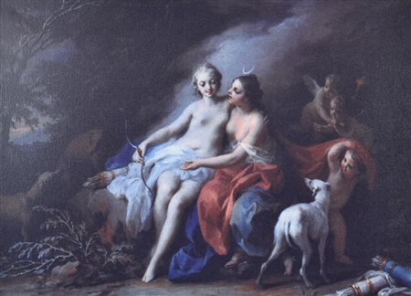 FIGURE CON PUTTI stampa su tela, cm 40x56