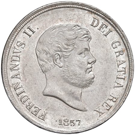  - NAPOLI, FERDINANDO II (1830-1859), PIASTRA 1857 SPL+/qFDC.