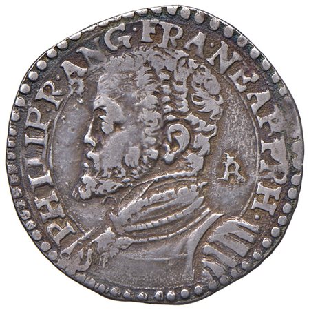  - NAPOLI FILIPPO II DI SPAGNA RE DI NAPOLI E DI SICILIA 1554-1598. TARÌ 'POPVLOR SECVRITATI' AG GR. 5,84.