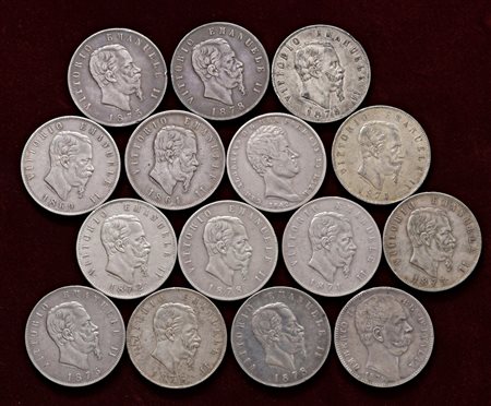  - LOTTO DI 15 SCUDONI REGNO DI SARDEGNA E REGNO D'ITALIA,  DAL 1842 AL 1879.