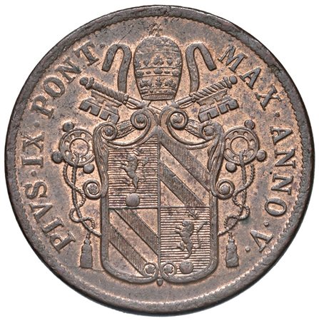  - STATO PONTIFICIO, PIO IX (1846-1870) 5 BAIOCCHI, 1850, SPL.