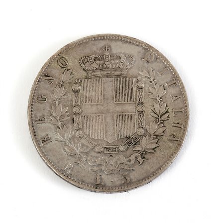  - VITT. EM. II° RE D'ITALIA 5 LIRE 1871 ROMA GIG.43 RARO BB.