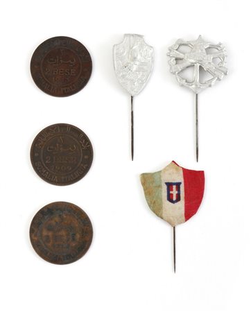  - VITTORIO EMANUELE III 3 BESE 1909-1910-1913 E 3 SPILLE TRIPOLI 1911 E REGNO IN STOFFA.