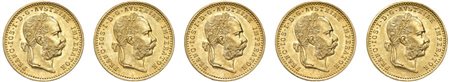  - 5 MONETE IN ORO AUSTRIA, 1915, SPL/qFDC.