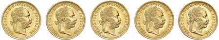  - 5 MONETE IN ORO AUSTRIA, 1915, SPL/qFDC.