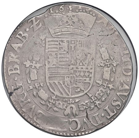  - BELGIO, ALBERT AND ISABELLA 1598-1621, PATAGON THALER D'ALBERT 1617,  IN SLAB PRIVATO CON COFANETTO E CERTIFICATO.