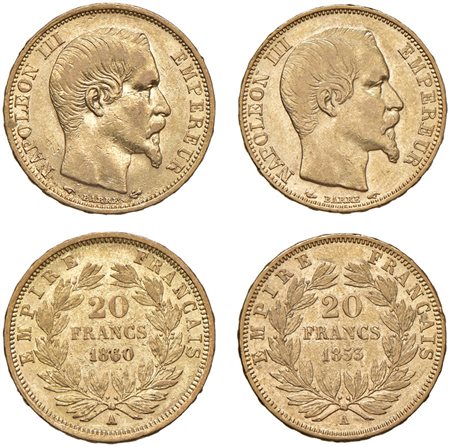  - FRANCIA, NAPOLEONE III IMPERATORE, LOTTO COMPOSTO DA 4 MARENGHI.