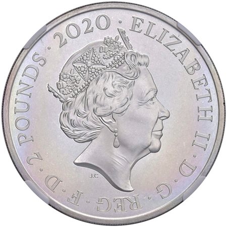  - GRAN BRETAGNA, 2 POUNDS "PAY ATTENTION 007", 2020, IN SLAB NGC PF 69.