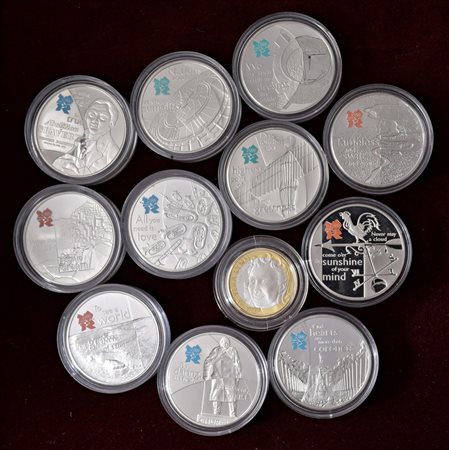  - LOTTO DI 12 MONETE GRAN BRETAGNA PROOF 'OLIMPIADI 2012', 'DAME VERA LYNNE'.