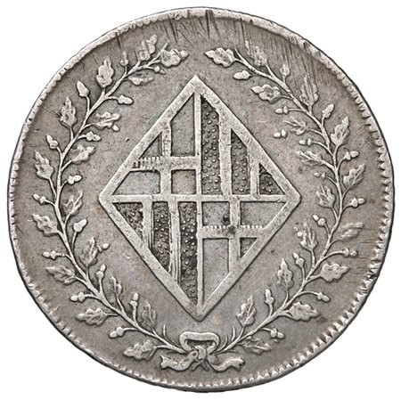  - SPAGNA, BARCELLONA 1808, 2 PESETAS E 1/2, BB+.