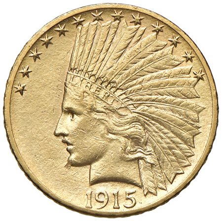  - STATI UNITI, 10 DOLLARI, 1915, BB/SPL.