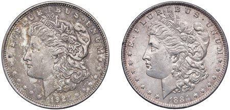  - LOTTO 2 MONETE STATI UNITI "MORGAN" 1884 O SPL/qFDC E 1921 BB+.