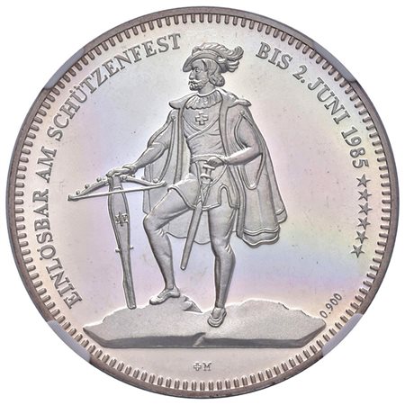  - SVIZZERA 1985 50 FRANCS URI IN SLAB NGC PF 65.