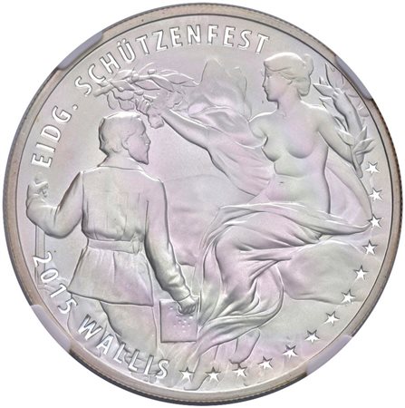  - SVIZZERA, 50 FRANCS WALLIS 2015, IN SLAB NGC PF 69.